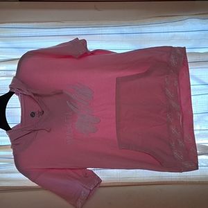 Lovely pink Minnesota Wild Hockey Hooded top with short sleeves. So adorable.